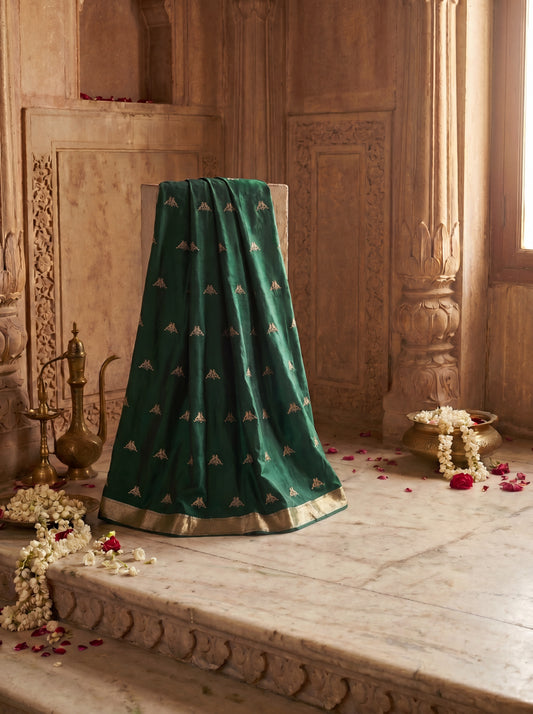 Emerald Pure Katan Silk Handwoven Suit Set