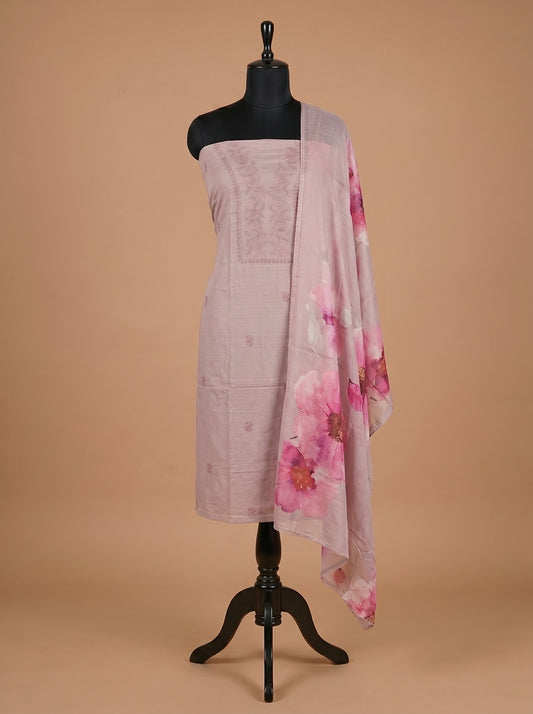Lilac Embroidered Mull Cotton Unstitched Salwar Kameez