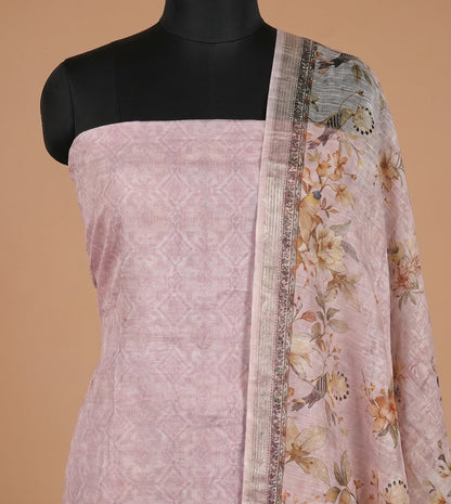 Light Pink Embroidered Silk Linen Unstitched Salwar Kameez