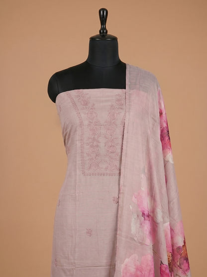 Lilac Embroidered Mull Cotton Unstitched Salwar Kameez