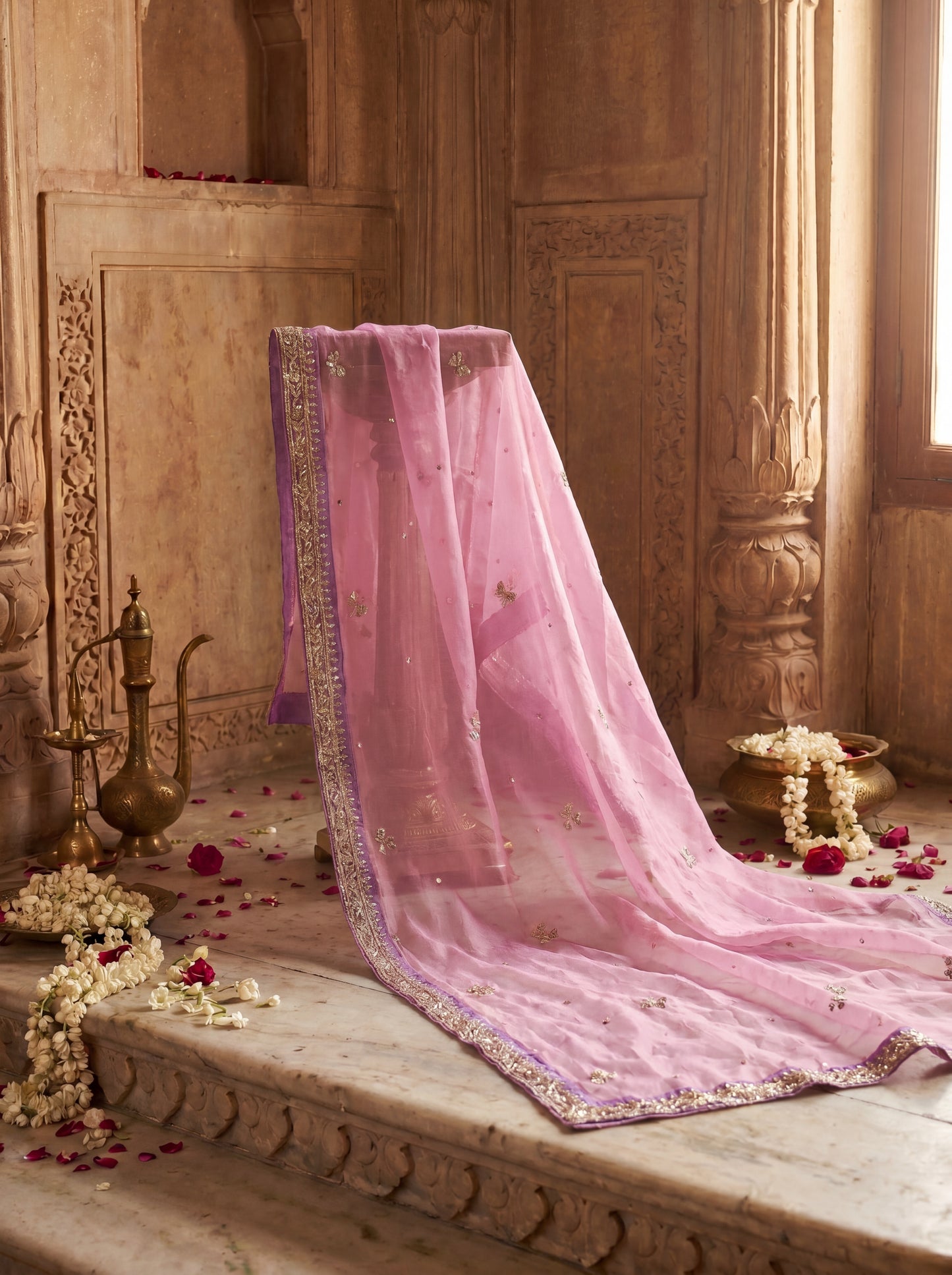 Lilac Zardozi Embroidered Organza Unstitched Salwar Kameez