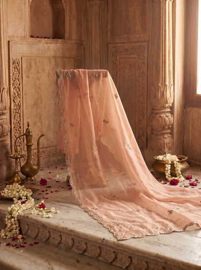 Peach Rangkaat Banarasi Silk Zardozi Unstitched Salwar Kameez