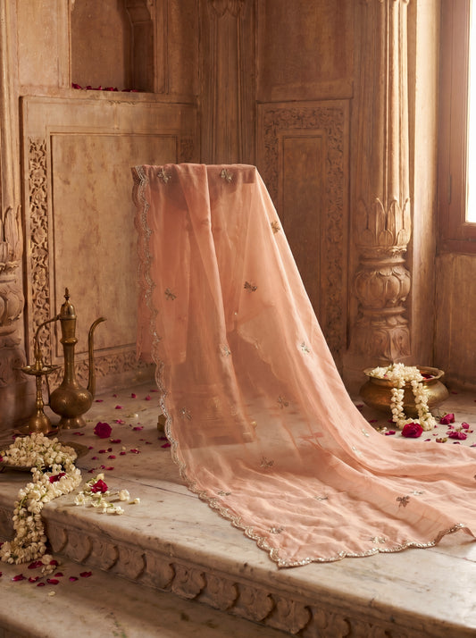 Peach Rangkaat Banarasi Silk Zardozi Unstitched Salwar Kameez