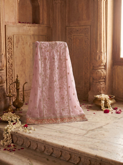 Lilac Zardozi Embroidered Organza Unstitched Salwar Kameez