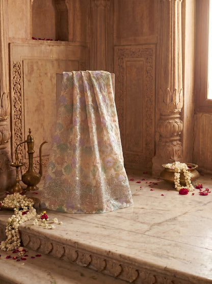 Peach Rangkaat Banarasi Silk Zardozi Unstitched Salwar Kameez