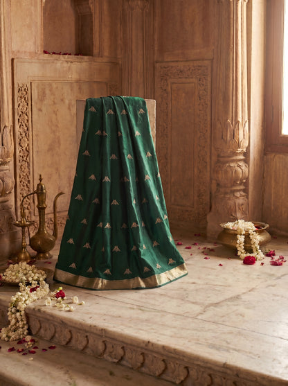 Emerald Pure Katan Silk Handwoven Suit Set