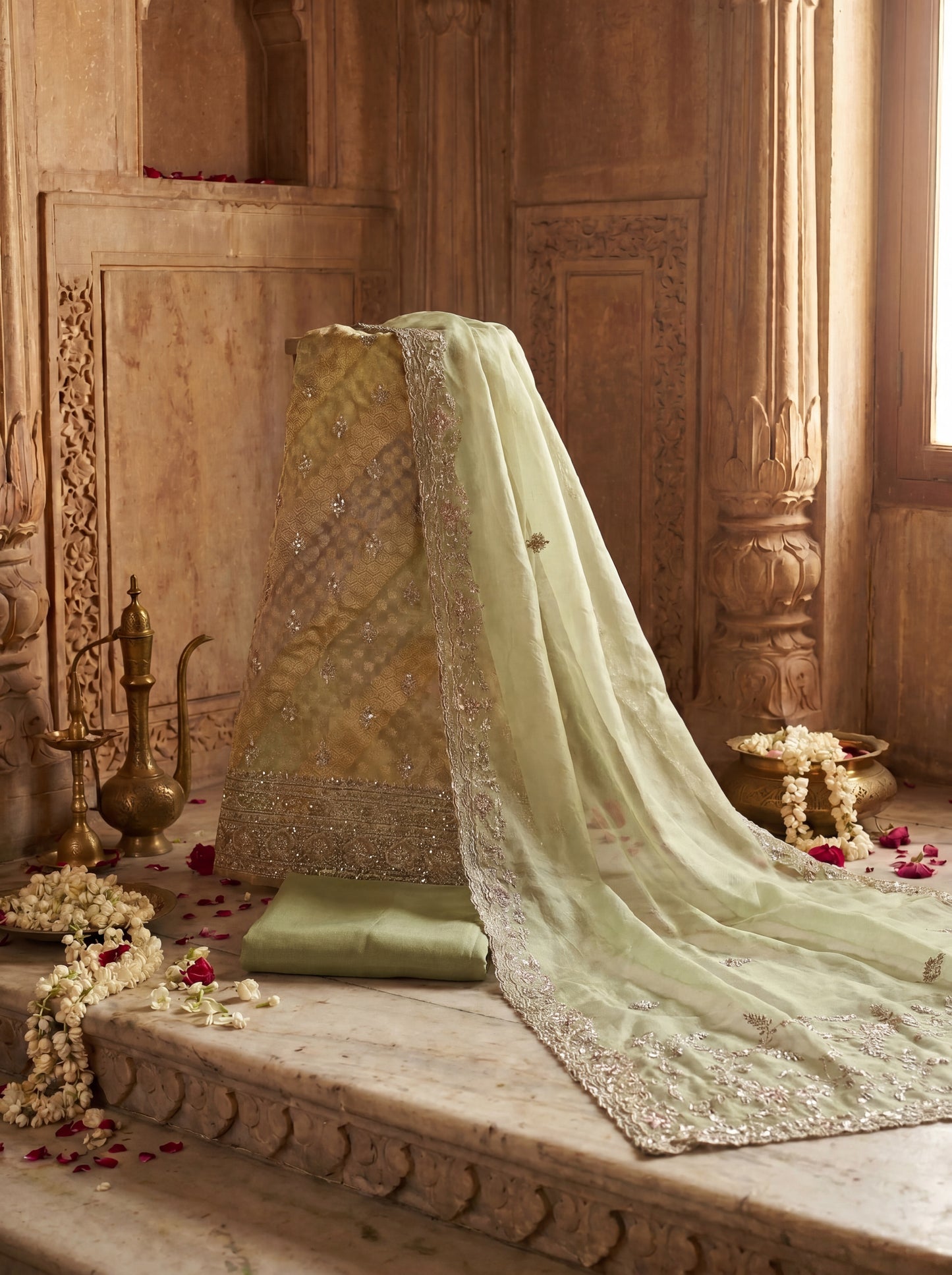 Pastel Rangkaat Banarasi Silk Zardozi Unstitched Salwar Kameez